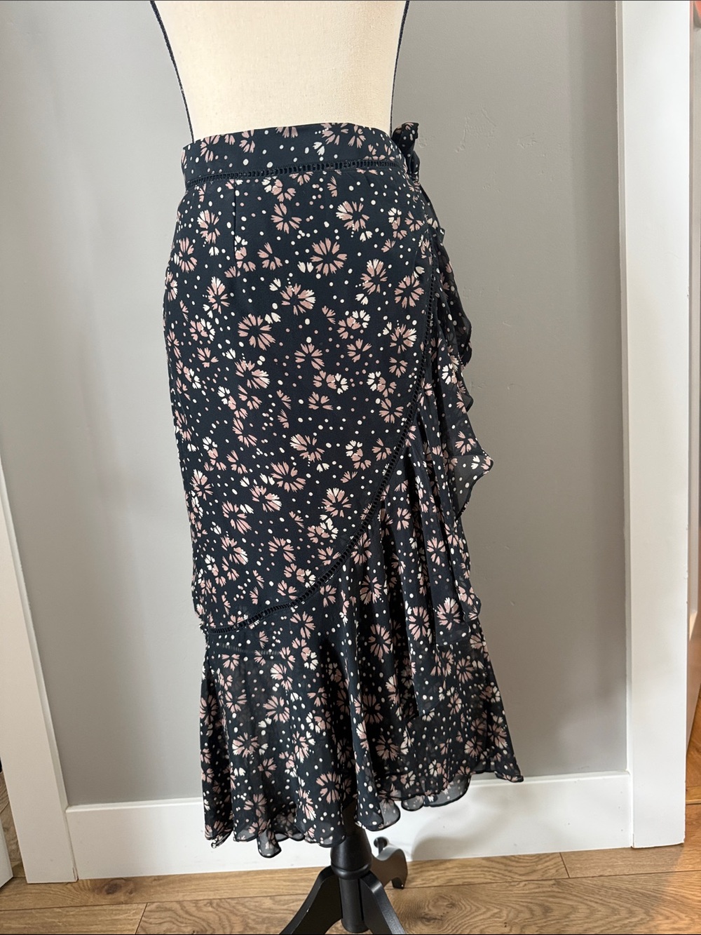 Love Sam Wrap Skirt with Blush Floral Print